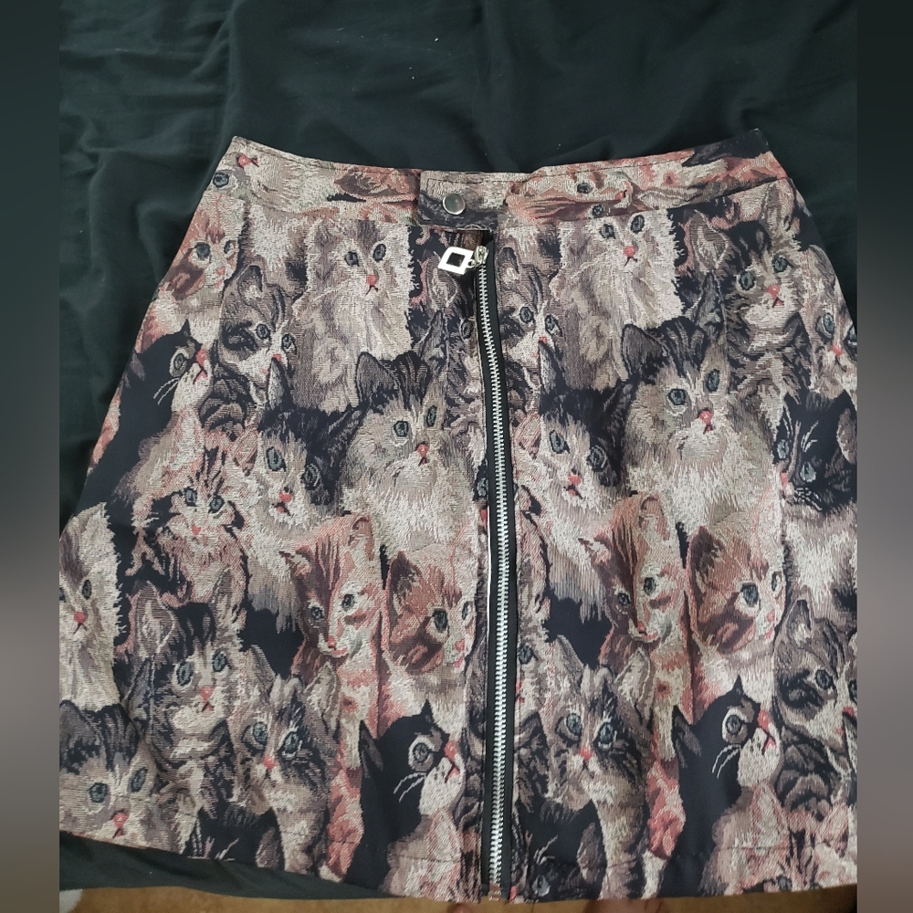 Vintage cat skirt size medium pencil mini zip up